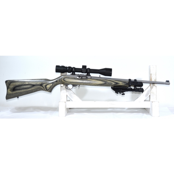 Ruger 10/22 Semi Automatic .22 Caliber Rifle With Scope Bipod & LaserMax Laser