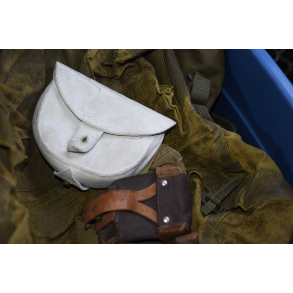 Box Lot Olive Drab Leather Ammunition Pouch & Utility Pouch 