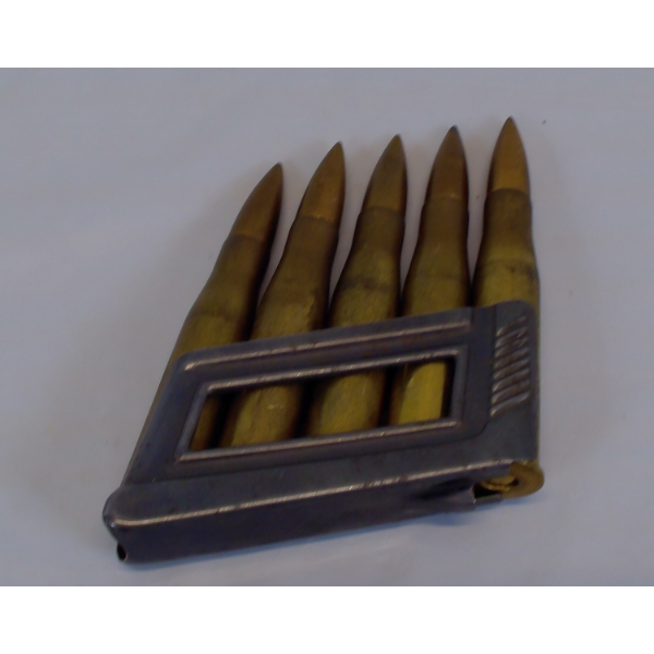 Collectors 5 Rounds 8x56 R Austrian Hungarian Mannlicher Ammunition With Clip