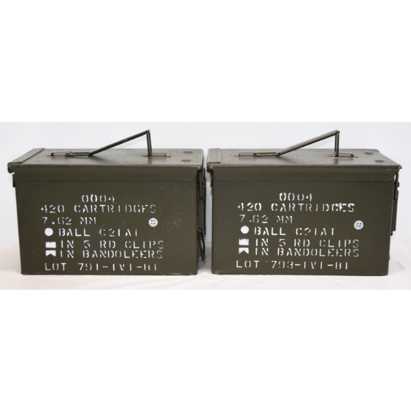 2 Military Style Steel Ammunition Cans