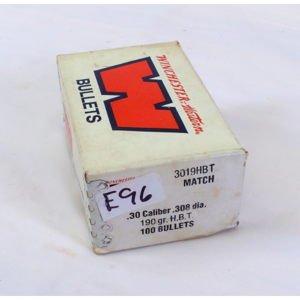 100 Rounds Winchester 30cal 308 190gr H.B.T. Match Bullets