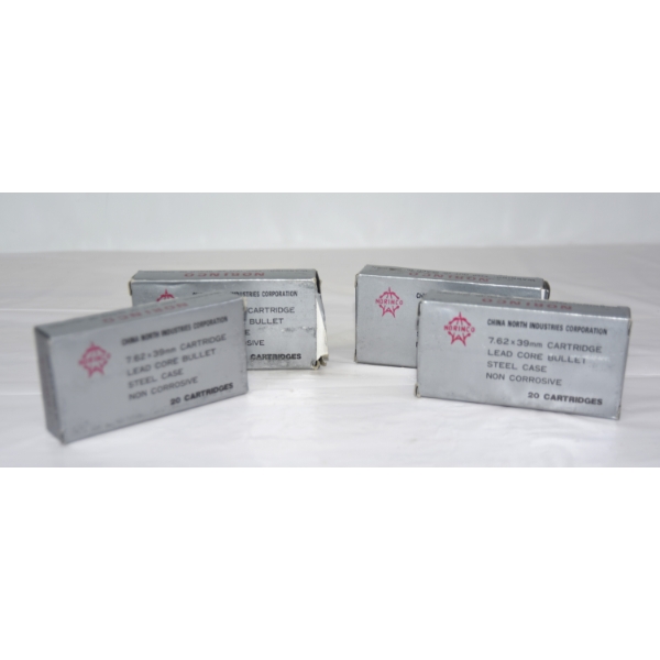 80 Rounds Norinco 7.62x39 Caliber Lead Core Non Corrosive Ammunition