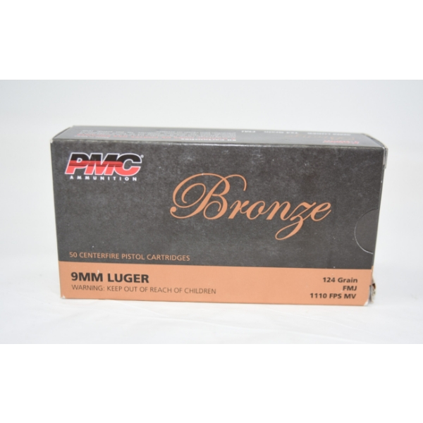 50 Rounds PMC Bronze 9MM Luger 124gr. FMJ Ammunition