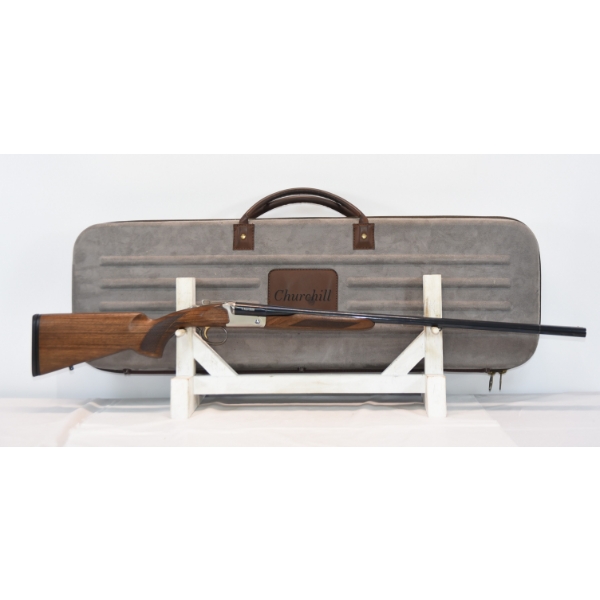 Akkar Churchill Model 520 Side By Side 20 Gauge Shotgun With Case & Chokes