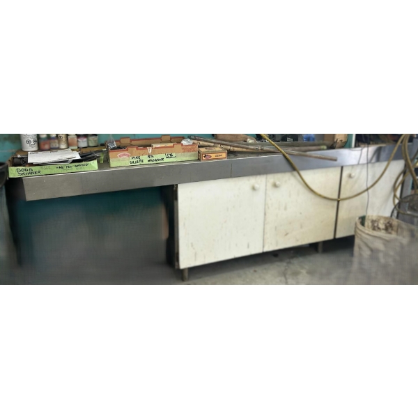 Metal & Wood Work Bench W/ Doors & Shelves