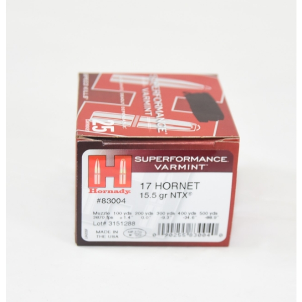 25 Rounds Hornady 17 Hornet 20gr. V-Max Ammunition