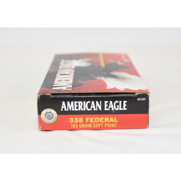 35 Rounds American Eagle 338 Federal 185gr. Ammunition & 5 Pieces Shot Brass