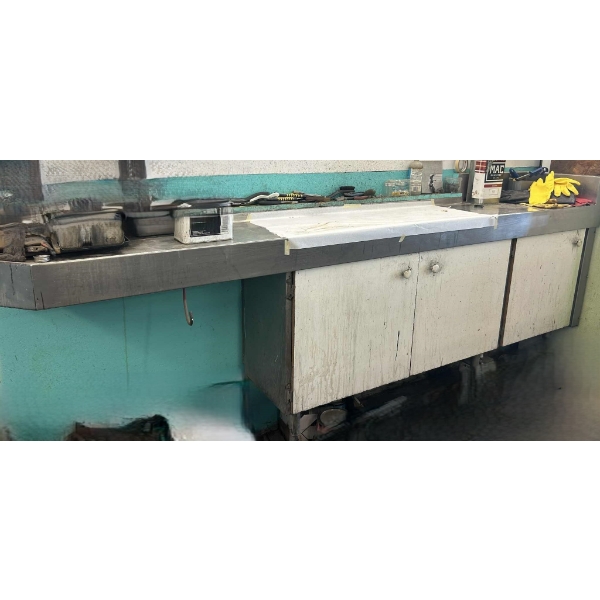 Metal & Wood Work Bench W/ Doors & Shelves