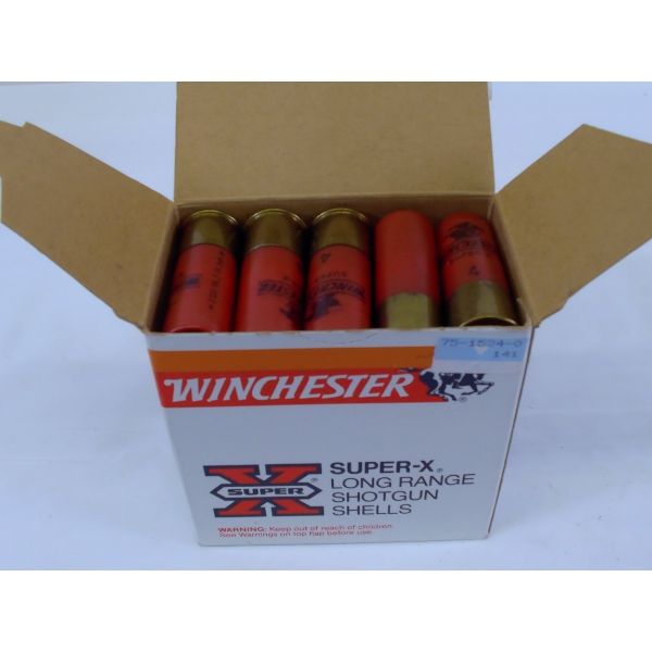 25 Rounds Winchester 12ga 2 3/4" 1 1/4oz #4 Lead Factory Shotshells