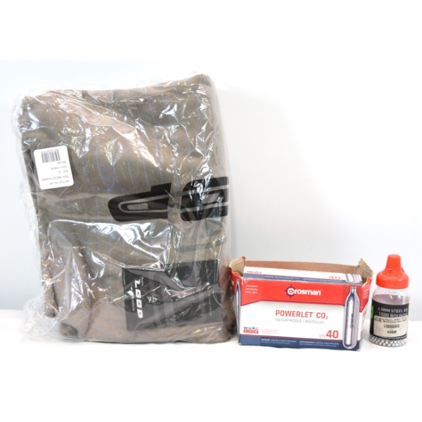 Box Lot Co2 Canisters, Big Bang BBs & New Loop Fishing Hoodie Size XL