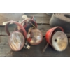 Image 2 : Vintage Red Tractor Light Lot: Sealed-Beam Lamps, Housings, Reflectors & Trim Rings
