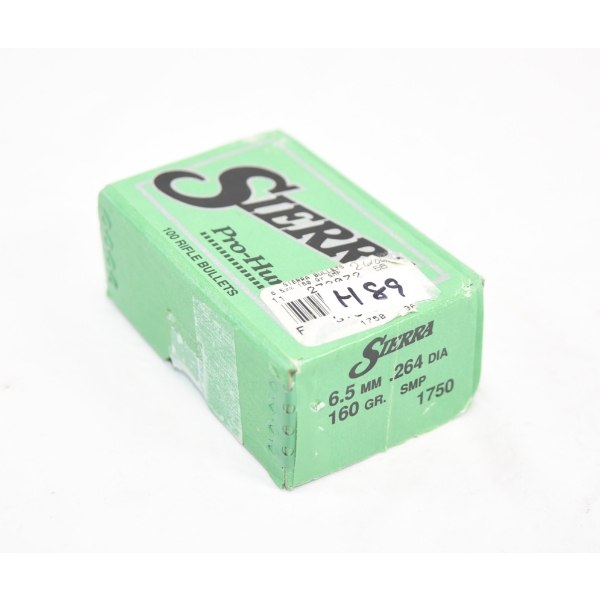 100 Pieces Sierra 1750 6.5mm .264 160gr S.M.P. Ammunition