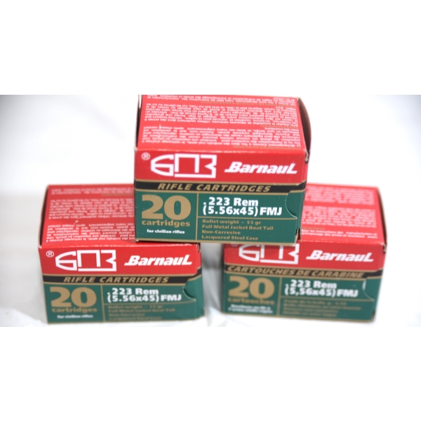 60 Rounds Barnaul 223 Rem 55 Grain Ammunition 