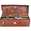 Image 1 : Rusty 19" x 7" EE Saunders Red Tool Box w/Contents 