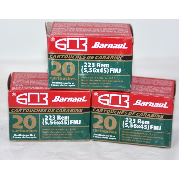 60 Rounds Barnaul .223 Rem 55 Grain Ammunition 