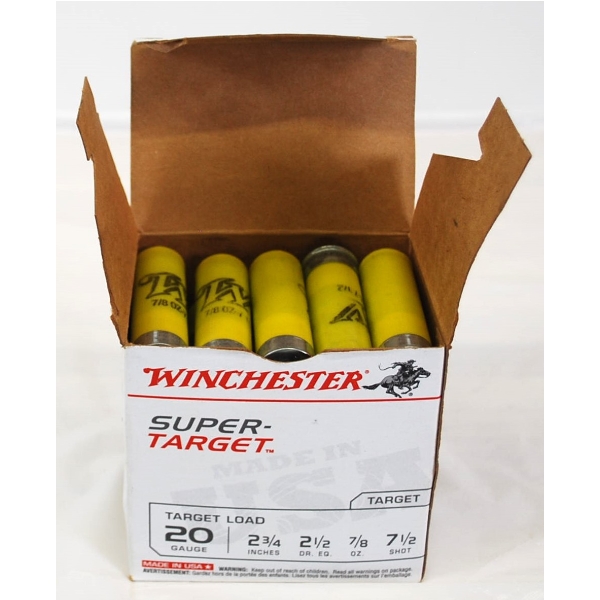 25 Shotgun Shells -Winchester Super -Target - 20 Gauge- 2 3/4 7 1/2 Shot