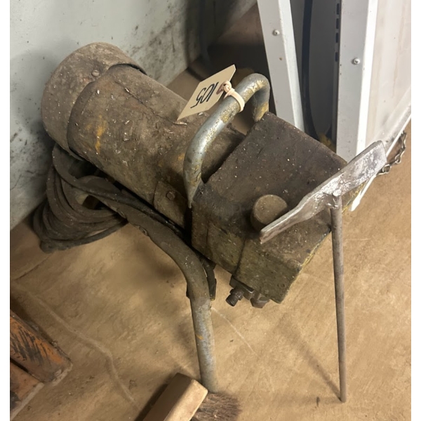 Portable Electric Capstan Winch / Cable Puller on Stand + Long-Handled Scraper