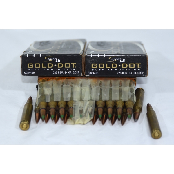 63 Rounds Gold Dot 223 Rem 64 Grain Duty Ammunition 