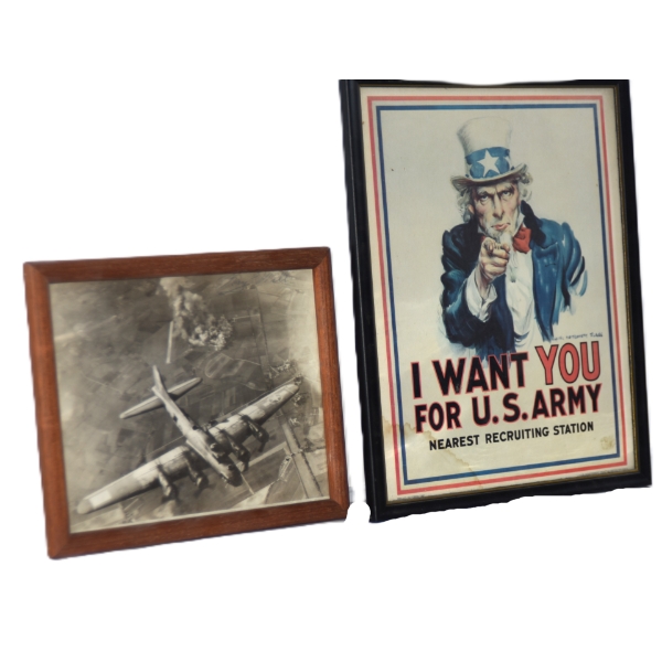 Box Lot Military Framed  Pictures & Metal  Pictures