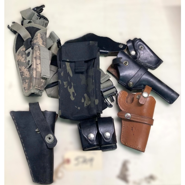 Box Lot Assorted Size Leather & Vinyl Holsters Assorted Sizes