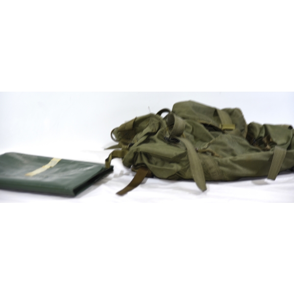 Military Olive Green  Lightweight Rucksack & Dark Green Plastic Sheet 