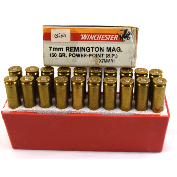 20 Rounds Winchester 7mm Remington Mag 150 Grain Ammunition 