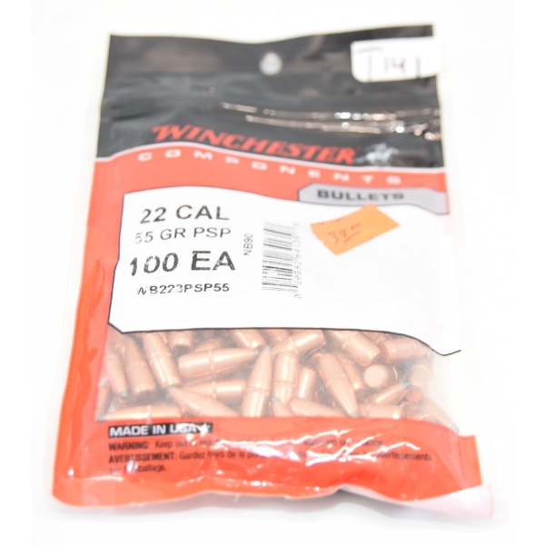 100 Pieces Winchester22cal. 55gr PSP Bullets