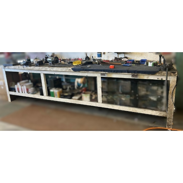 12' Steel & Wood Bench W/ Large Vice