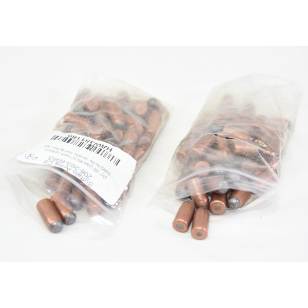 100 Pieces Buffalo Arms Co. .351 WSL Caliber 180 Grain SP Hawk Jacketed Reloading Bullets