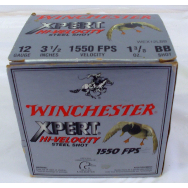25 Rounds Winchester  12 Gauge  3 1/2 Steel Shot 1 2/8 BB Shot  Ammunition 