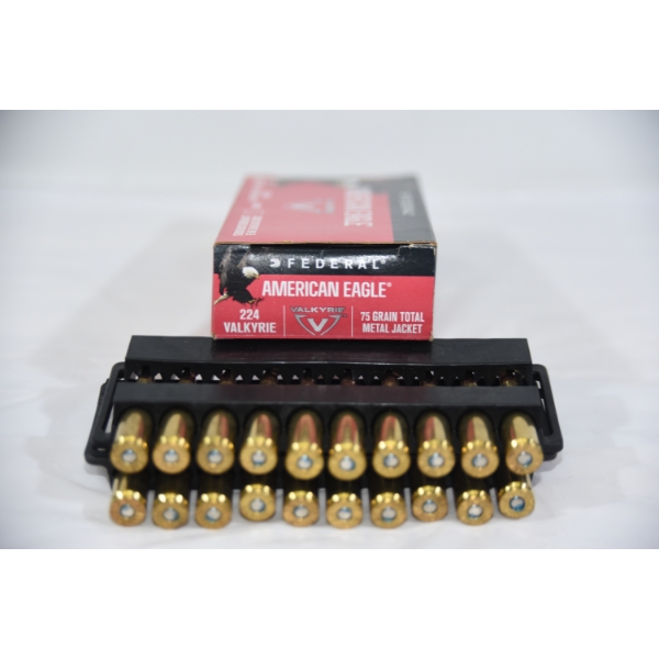 20 Rounds American Eagle 224 Valkyrie 75gr TMJ Ammunition 