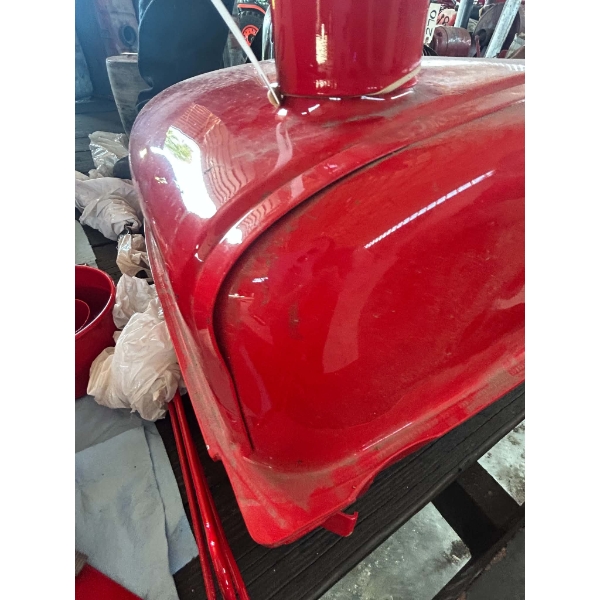 Restored Red Tractor Fuel Tank with Cap, Possibly Farmall