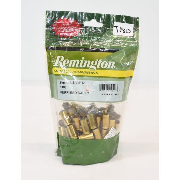 100 Pieces Remington 9mm Luger New Unprimed Brass