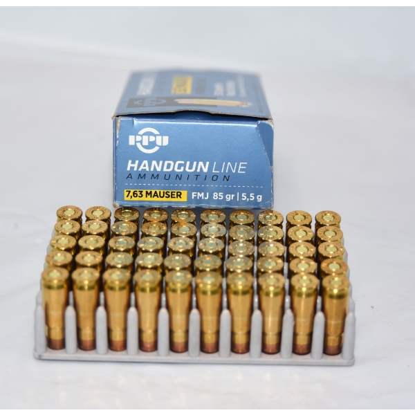 50 Rounds PPU 7.63 Mauser 85gr Ammunition 