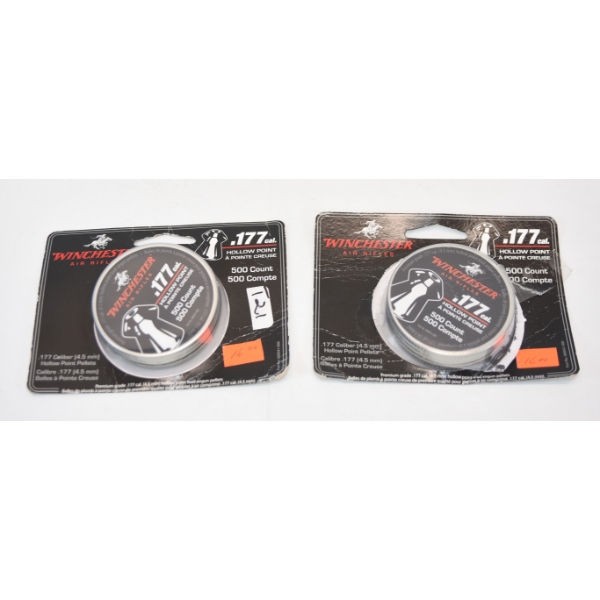 2 Tins (500 per) Winchester .177 Hollow Point Pellets