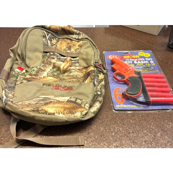 Field Line Pro Series Camo Hunting Backpack & Orion 12 -Gauge Flare Kit Basic