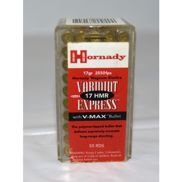 50 Rounds Hornady 17 HMR 17gr V Max Ammunition