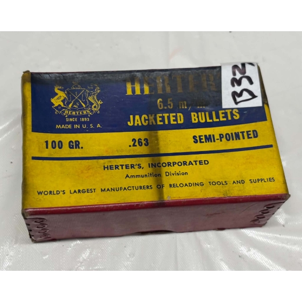 100 Pieces Herters 6.5 m/m .263 100gr Semi Pointed Jacket Bullets