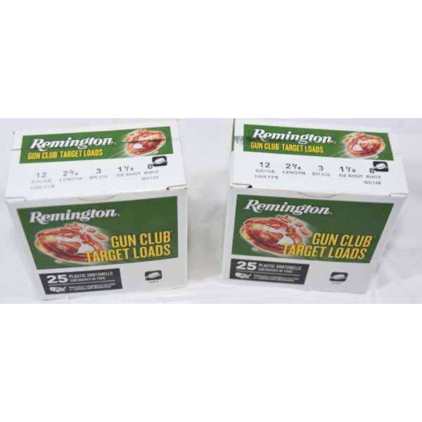 50 Rounds Remington Gun Club Target Loads 12 Gauge 2 3/4" #8 Shot Ammunition