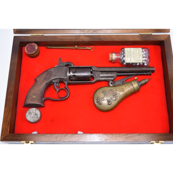 Antique Savage "8" Cap & Ball Revolver Display Case w/Accessories
