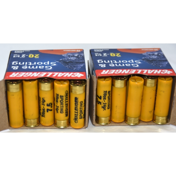 50 Rounds Challenger 20ga 2-3/4" #7.5 Shot Ammunition 