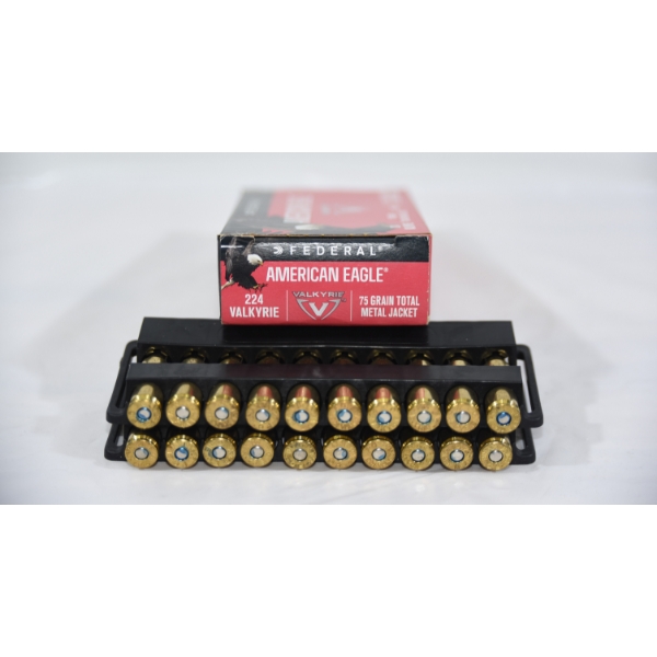 20 Rounds American Eagle 224 Valkyrie 75gr TMJ Ammunition 