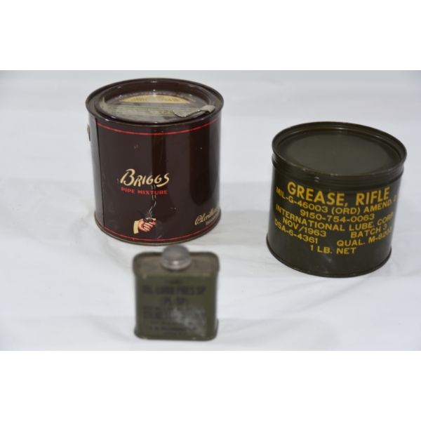 Military  Oil Lube Tin Grease/ Rifle Tin & Empty Tin Briggs