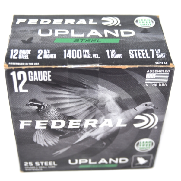 25 Rounds Federal Upland 12 Gauge 2 3/4" #7 1/2 Shot Ammunition