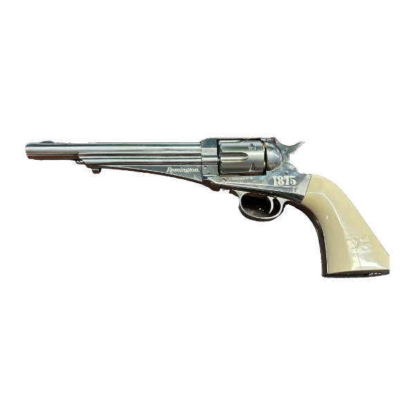 Remington 1875 Single Action .177 BB CO2 Air Revolver – Nickel Finish, Faux Ivory Grips