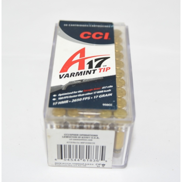 50 Rounds CCI A17Varmint Tip 17 HMR 17gr. Ammunition