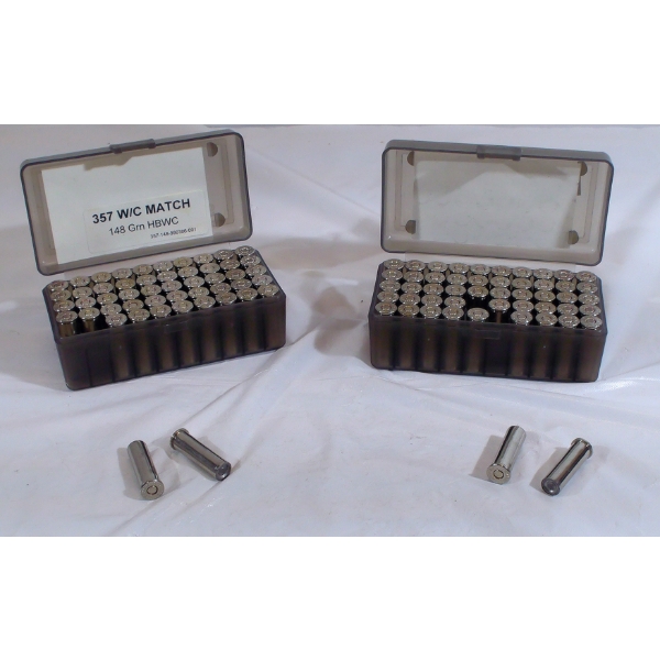 100 Rounds 357 Magnum w/c match 148gr HB W.C. Ammunition