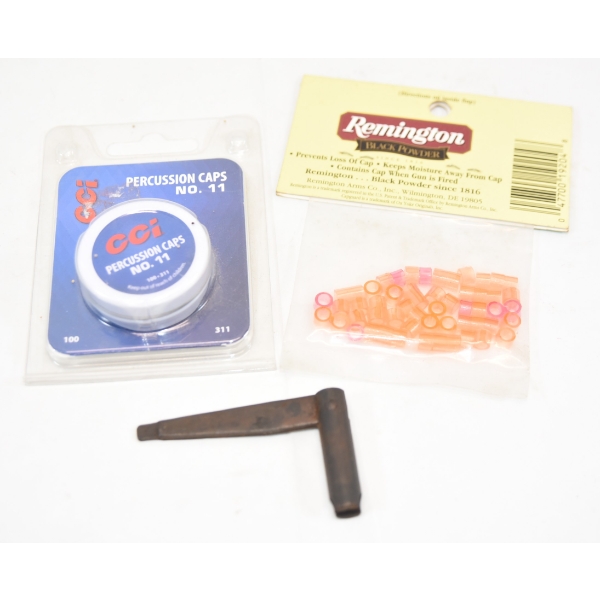 100 CCI Noll Percussion Caps 50 Rem Cap Guards & 1 Noll Nipple Wrench