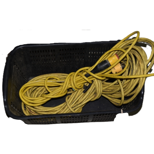 Tool Box Full of Assorted Contractor Supplies & Extension Cords 