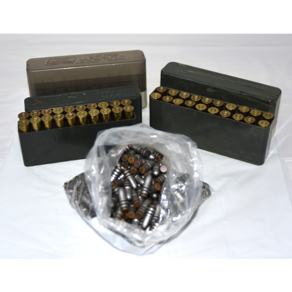 Box Lot Assorted Reloading .303 Caliber Bullets & .303 British Shot Brass & Plastic Containers